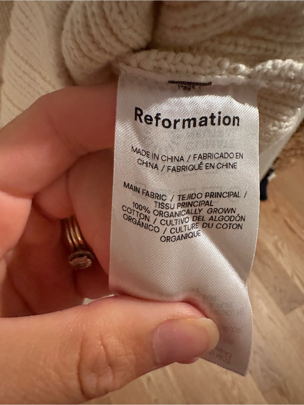 Reformation Cream Ribbed Mini Dress - Picture 3 of 3